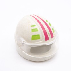 Playmobil 40653 Casque de Moto Blanc Rose et Vert Carreau Blanc un peu usé