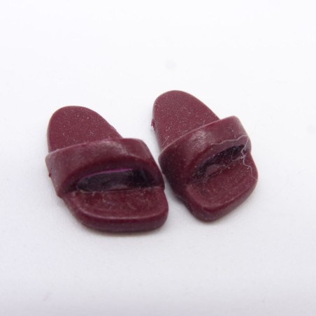 Playmobil 40722 Paire de Pantoufles Sandales Marron Bordeaux Souples