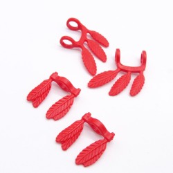 Playmobil 40791 Lot de 4 Plumes Rouges Rigides Décoration Armes Indiens