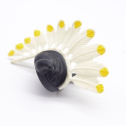 Playmobil 40795 Coiffe Noire Sorcier Indien Plumes Blanches et Jaunes