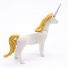 Playmobil 40836 Licorne Adulte Blanche et Dorée Corne Bleue un peu sale