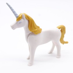 Playmobil 40837 Licorne Adulte Blanche et Dorée Corne Bleue traces de Feutre