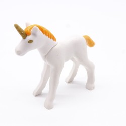Playmobil 40839 Bébé Licorne Blanche et Orange Corne Dorée
