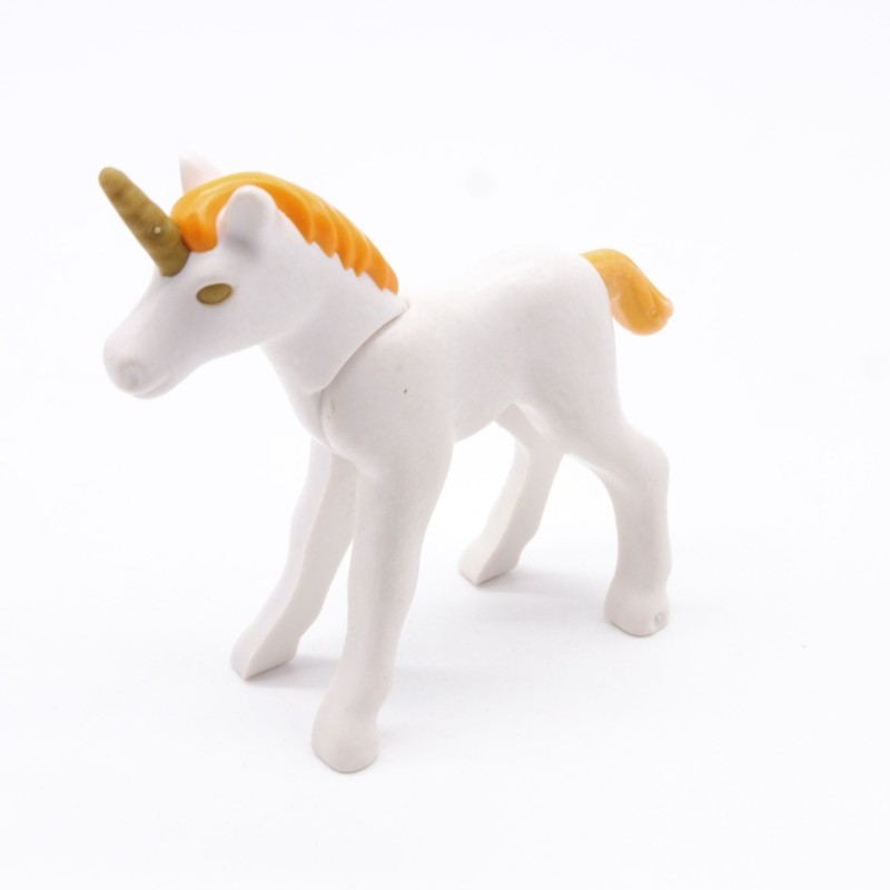 Playmobil 40839 Bébé Licorne Blanche et Orange Corne Dorée