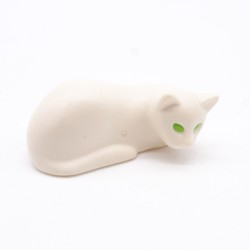 Playmobil 40874 Chat Blanc Allongé Yeux Verts