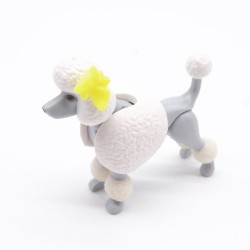 Playmobil 40875 Chien Caniche Blanc et Gris Noeud Jaune