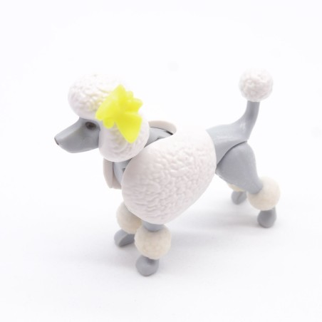 Playmobil 40875 Chien Caniche Blanc et Gris Noeud Jaune