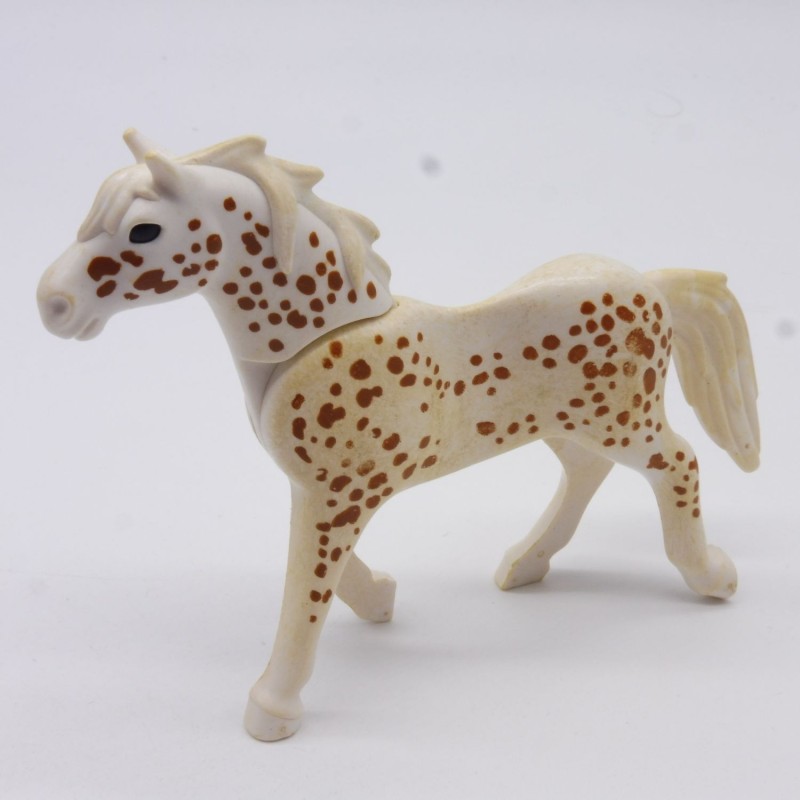 Playmobil 40883 Cheval Blanc et Marron 3eme Génération Jauni et Sale