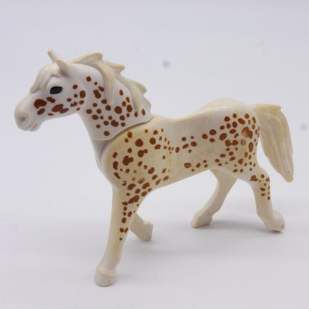 Playmobil 40883 Cheval Blanc et Marron 3eme Génération Jauni et Sale