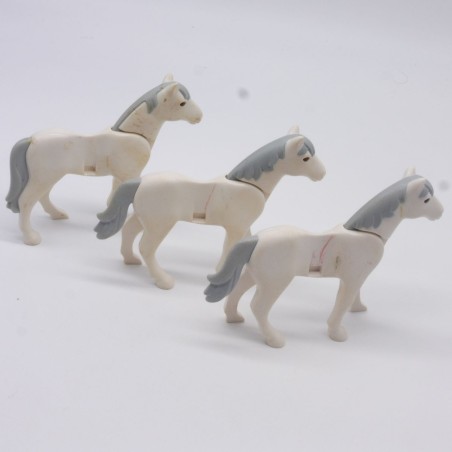 Playmobil 40888 Lot de 3 Chevaux Blancs 2eme Génération Jaunis Sales
