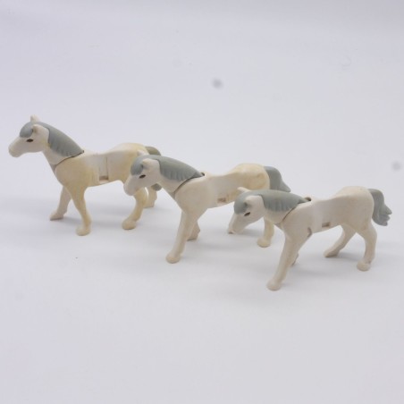 Playmobil 40889 Lot de 3 Chevaux Blancs 2eme Génération Jaunis Sales