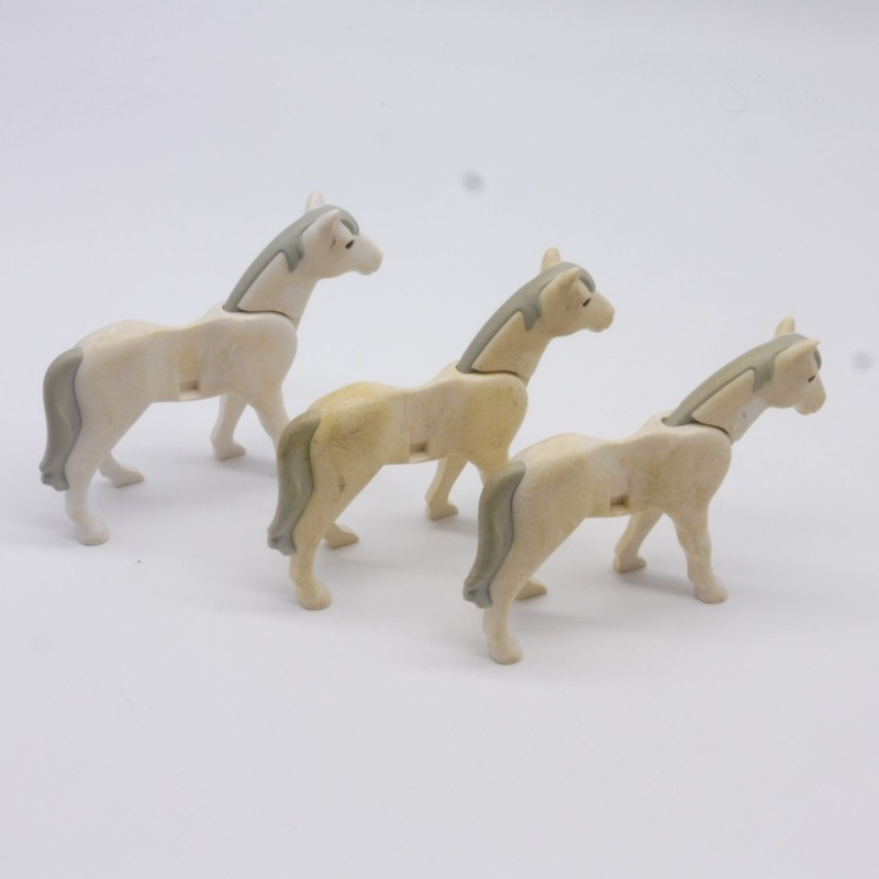 Playmobil 40890 Lot de 3 Chevaux Blancs 2eme Génération Jaunis Sales