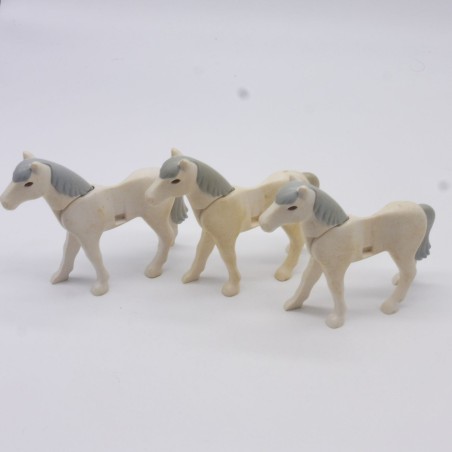 Playmobil 40891 Lot de 3 Chevaux Blancs 2eme Génération Jaunis Sales