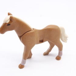 Playmobil 40899 Cheval Marron Clair 2eme Génération Crinière Crème Museau Blanc