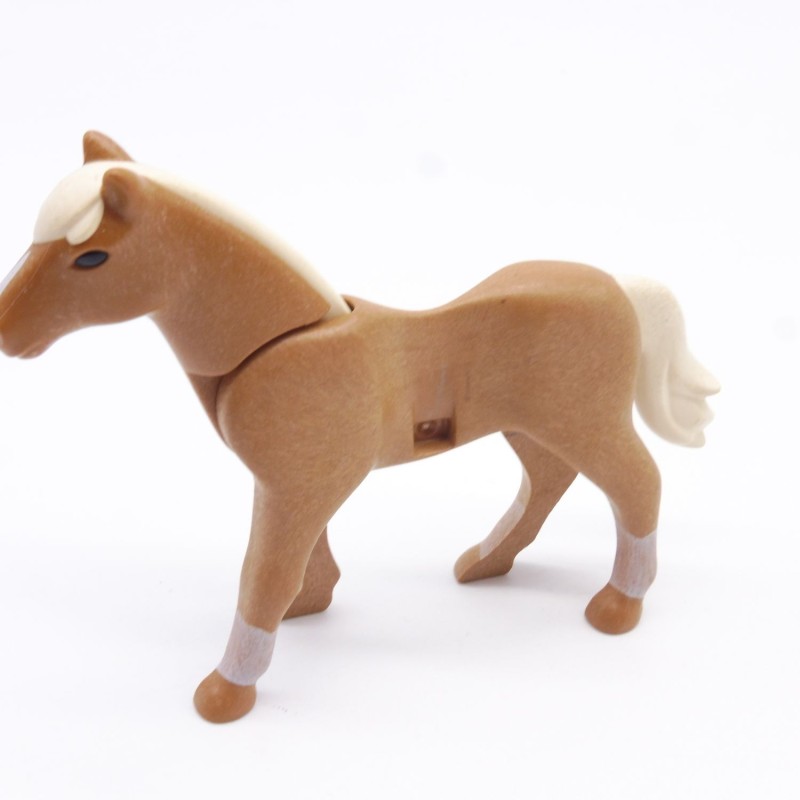 Playmobil 40899 Cheval Marron Clair 2eme Génération Crinière Crème Museau Blanc