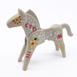 Playmobil 40904 Cheval Gris 1ere Génération Indien un peu jauni