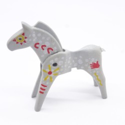 Playmobil 40905 Cheval Gris 1ere Génération Indien Queue Cassée