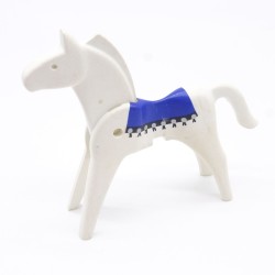 Playmobil 40908 Cheval Blanc 1ere Génération Couverture de Selle Bleue