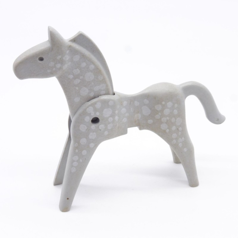 Playmobil 40911 Cheval 1ere Génération Gris et Blanc un peu sale