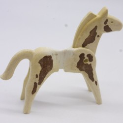 Playmobil 40914 Cheval Blanc et Marron 1ere Génération sale et Jauni