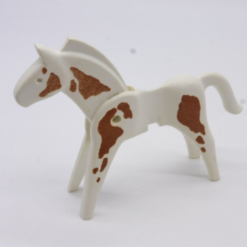 Playmobil 40915 Cheval Blanc et Marron 1ere Génération