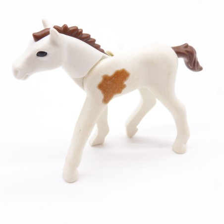 Playmobil 40948 Poulain Blanc et Marron un peu sale