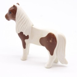 Playmobil 40952 Poney Blanc et Marron un peu sale