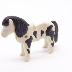 Playmobil 40956 Poney Noir et Blanc un peu sale