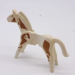 Playmobil 36878 Cheval Blanc et Marron 1ere Génération un peu sale et jauni