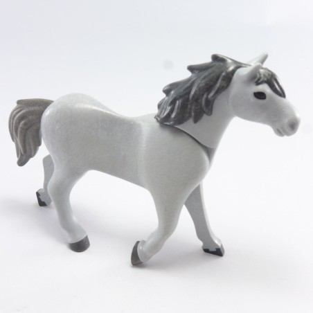 Playmobil 4803 Cheval 3eme Génération Gris avec Crinière Grise