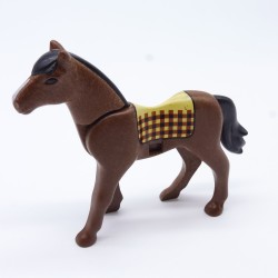 Playmobil 19455 Cheval Marron 2eme Génération avec Crinière Noire Museau Blanc