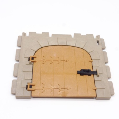 Playmobil 41050 Grand Mur Gris avec Porte et Serrure Steck Médiéval Léger Jaunissement
