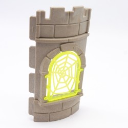 Playmobil 41067 Mur Gris Arrondi Médiéval Fenêtre Arche Toile Araignée Jaune fluo 3839