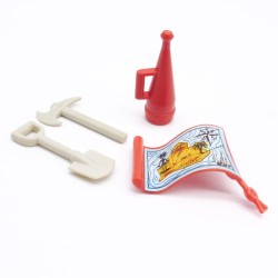 Playmobil 41405 Lot de 4 Accessoires Pirates Vintage Carte Porte Voix Pelle Hache