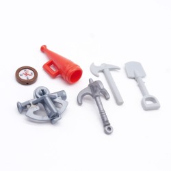 Playmobil 41412 Lot de 6 Accessoires Pirates Vintage Grappin Porte Voix Pelle Hache Boussole Sextant