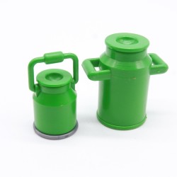 Playmobil 41497 Lot de 2 Pots à Lait Vert 1 Fond Gris