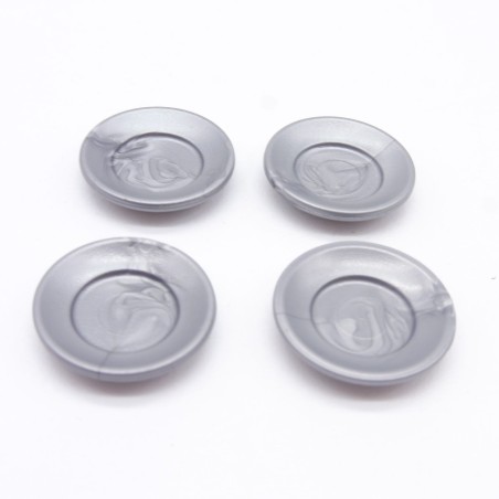 Playmobil 41506 Lot de 4 Petites Assiettes Gris Argent
