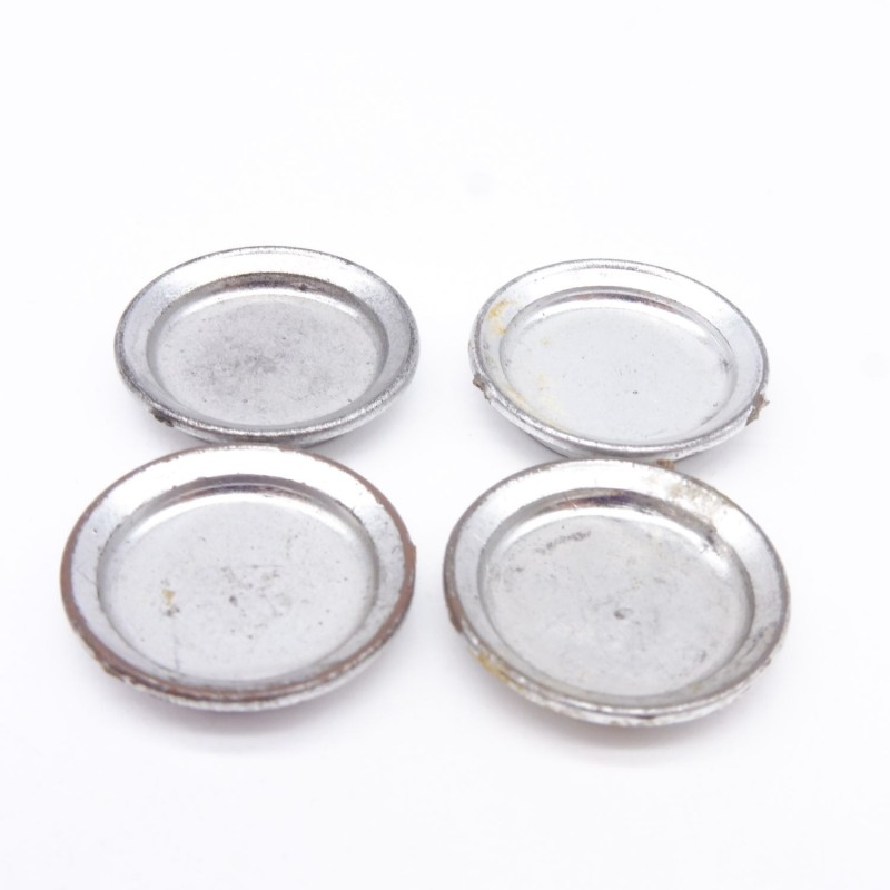 Playmobil 35352 Lot de 4 Assiettes Argent Chrome Vintage 3262 3261 3263 3405 usés