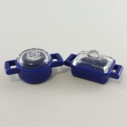 Playmobil 3688 Lot de 2 Faitouts Bleus avec Couvercles