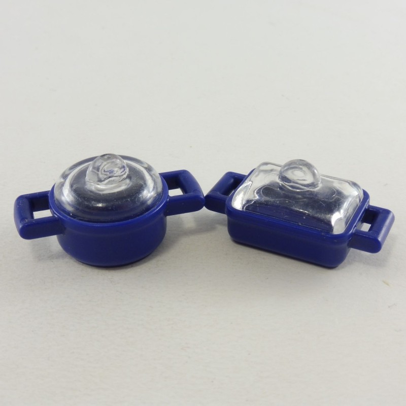 Playmobil 3688 Lot de 2 Faitouts Bleus avec Couvercles