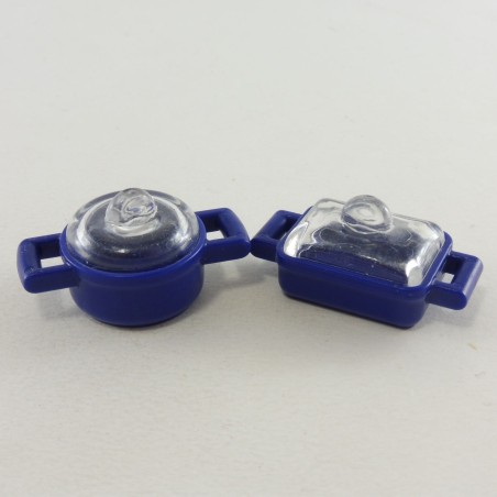 Playmobil 3688 Lot de 2 Faitouts Bleus avec Couvercles