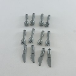 Playmobil 11486 Lot de Couverts Gris Argent pour 4 Personnes