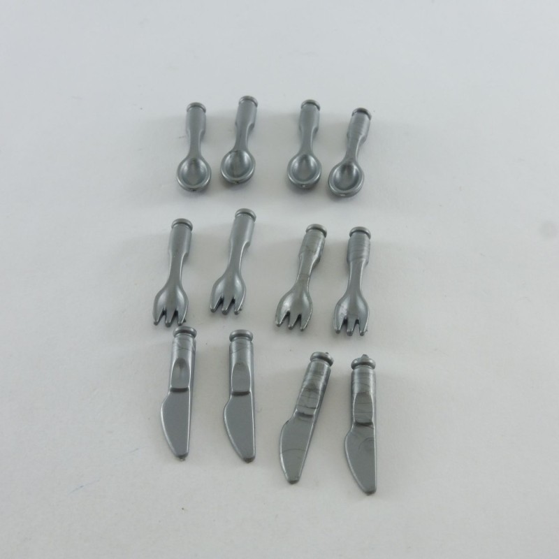 Playmobil 11486 Lot de Couverts Gris Argent pour 4 Personnes