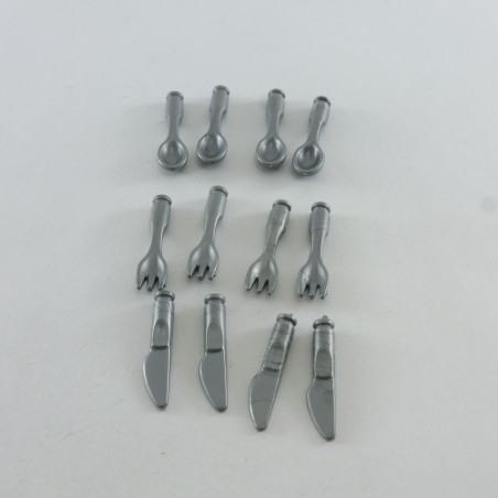 Playmobil 11486 Lot de Couverts Gris Argent pour 4 Personnes