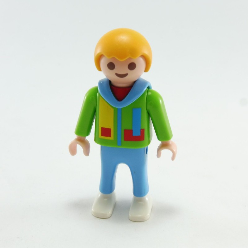 Playmobil Enfant Garçon Vert Bleu Col Bleu 3865 3916 4093 5039