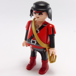 PLAYMOBIL pirata 4 x pelata tinteggiato con nastro frontale rosso Top MATTONCINI UNPLAYED 