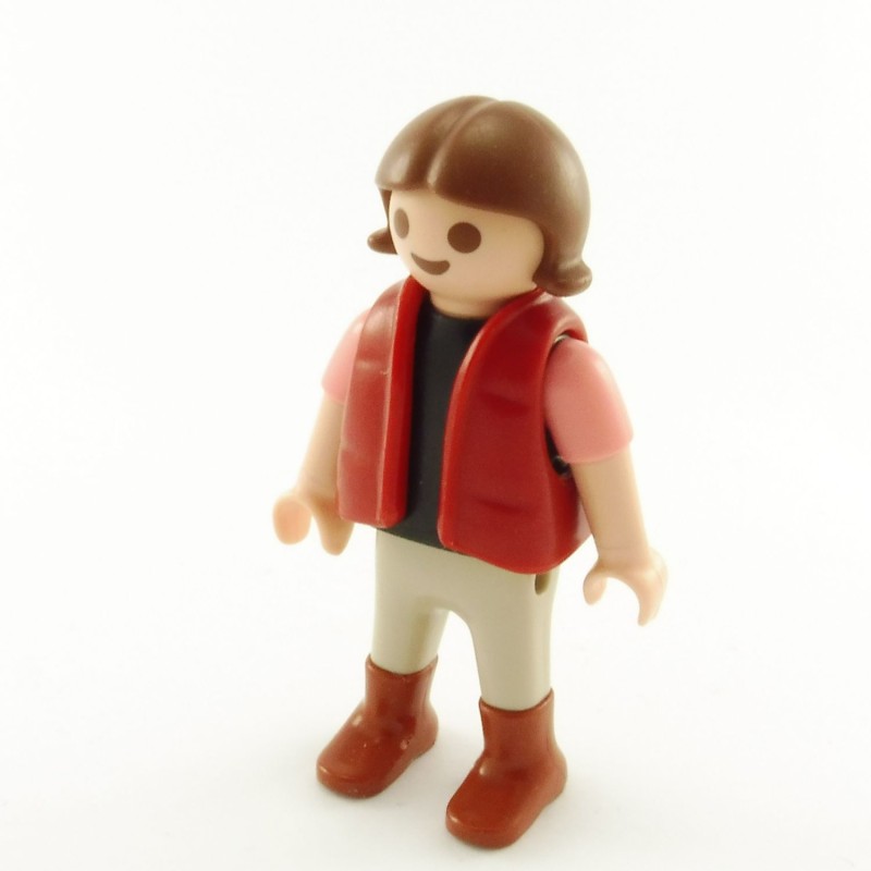 Playmobil Enfant Fille Gris et Noir Gilet Rouge 4159 6145