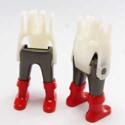 Playmobil 19696 Playmobil Batch of 2 Pairs of Legs Gris Foncé Bottes Rouges
