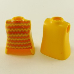 Playmobil 23628 Playmobil Lot of 2 Busts of Dark Yellow Woman with Orange Lines