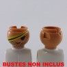 Playmobil 24481 Playmobil Lot de 2 Têtes Teint Beige Mal Rasé avec Bandeau sur Oeil